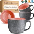 Produktbild: Kaffeetassen 4er Set 350ml – Keramik, Spülmaschinenfest, Rot