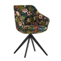 Produktbild: B&D home® Esszimmerstuhl Pandora drehbar – gepolsterter Schalenstuhl mit Armlehnen, 360° Drehfunktion, Samtstoff im Blumenmuster, modernes Design für Esszimmer, Küche & Arbeitszimmer