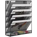 Produktbild: EasyPAG 6 Fächer Metall A4 Zeitschriftenhalter Wand Zeitschriften Wandhalter Aktenablage Dokumentenhalter Hängend Magazin Organizer Flyerständer Prospektspender,Schwarz
