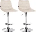Produktbild: CLP 2er Set Barhocker Jerry Samt höhenverstellbar und 360 drehbar,creme chrom