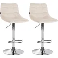 Produktbild: CLP 2er Set Barhocker Jerry Samt I Höhenverstellbarer Barstuhl I 360° Drehstuhl Mit Rückenlehne I Hocker Mit Fußablage