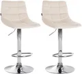 Produktbild: CLP 2er Set Barhocker Jerry Samt I Höhenverstellbarer Barstuhl I 360° Drehstuhl Mit Rückenlehne I Hocker Mit Fußablage, Farbe:Creme, Gestell Farbe:Chrom