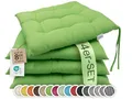 Produktbild: ZOLLNER 4er Set Sitzkissen in 40x40cm - gemütliche Stuhlkissen mit Bindebänder - waschbar bis 30°C - in grün - Oeko Tex® Zertifiziert