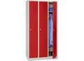 Produktbild: Kleiderspind, 3 Türen, B 900 x H 1800 mm, Drehriegelverschluss, lichtgrau/rot