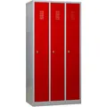 Produktbild: Gürkan Spind lichtgrau, feuerrot 105302, 3 Schließfächer 90,0 x 50,0 x 180,0 cm