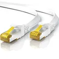 Produktbild: 30m CAT 7 Netzwerkkabel Flach, Ethernet Kabel, Gigabit Lan 10 Gbit s, Patchkabel, Flachbandkabel, Verlegekabel, Cat.7 Rohkabel U FTP PIMF Schirmung mit RJ 45 Stecker, Switch Router Modem, Weiß