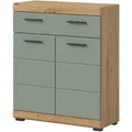 Produktbild: BADKOMMODE Salbei grün, Eiche Artisan 74 x 88 cm, Badschrank mit Vollauszug
