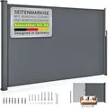 Produktbild: Seitenmarkise Dubai Ausziehbar Blickdicht – Sichtschutz Für Balkon & Terrasse, Seitenrollo Wandhalterung, 300 X 200 Cm – Anthrazit - Juskys