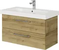 Produktbild: Pelipal Badmöbel-Set Sunline 105 BxHxT 92,5 x 56 x 46,5 cm Frontfarbe Eiche riviera mit Keramik-Waschtisch und Waschtisc