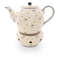Produktbild: Original Bunzlauer Keramik Teekanne mit bauchigem Stövchen 1.5 Liter im Dekor 111