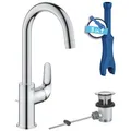 Produktbild: GROHE Swift, Waschtischarmatur hoch, wassersparend (Wasserhahn für das Bad, Badarmatur mit Zugstangen-Ablauf, 31cm hoch, mit 3in1 Werkzeug, einfache Installation am Waschbecken), chrom, 24330001