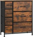 Produktbild: WOLTU Kommode mit 7 Schubladen aus Stoff, Sideboard, Metallrahmen, Industrial Stil