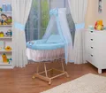 Produktbild: Waldin Baby Stubenwagen-Set mit Ausstattung,XXL,Gestell natur,blau/weiss