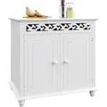Produktbild: Casaria® Kommode Jersey Landhausstil Weiß Holz Vintage Schrank Mit Verzierung Sideboard 76x65x35cm Kommodenschrank Schmal Highboard Schlafzimmer Flur