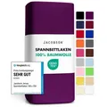 Produktbild: Jacobson Spannbettlaken aus 100% Baumwolle, Jersey Bettlaken 160 g/m2, Spannbetttuch mit Gummizug, OEKO-TEX®, pflegeleicht, viele Farben lila 120 - 130 cm x 200 cm