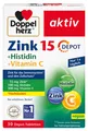 Produktbild: Doppelherz Zink 15 + Histidin + Vitamin C - 15 mg Zink als Beitrag für die normale Funktion des Immunsystems und für den Erhalt normaler Haut - 30 veg