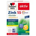 Produktbild: Doppelherz Zink 15 + Histidin + Vitamin C - 15 mg Zink als Beitrag für die normale Funktion des Immunsystems und für den Erhalt normaler Haut - 30 vegane Depot-Tabletten
