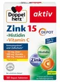 Produktbild: ✅ DOPPELHERZ Zink 15 + Histidin + Vitamin C Immunsystem Haut 30 Depot Tabletten✅