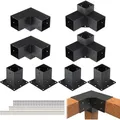 Produktbild: VEVOR Pfostenverbinder, Pfostennecke passend für 92 x 92 mm Pfosten, 4-teilige 3-Wege-Eckhalterungen mit Pfostenträger, Pergola-Halterungen Set, ... - Schwarz