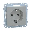 Produktbild: Schneider Electric Merten Schuko-Steckdose, 1-fach, Stecklemme, System M, aluminium, Artikelnummer MEG2301-0460