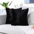 Produktbild: 2er Set 45x45 cm Schwarz Faux Fur Flauschigen Kissenbezüge Moderne Künstlich ...