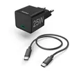Produktbild: Hama Schnellladegerät m. Ladekabel USB C Mini Ladegerät PD 25W 1m Schwarz Smartphone-Ladegerät