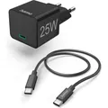 Produktbild: Hama Mini-Ladeset, USB-C, 25 Watt PD, Schwarz (25 W, 1 Port) (00201623)