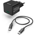 Produktbild: Hama Schnellladegerät mit Ladekabel USB-C Mini-Ladegerät PD 25 W 1,5 m SW