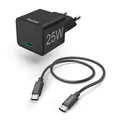 Produktbild: Hama Schnellladegerät mit USB C Ladekabel - Set 25 Watt Schwarz