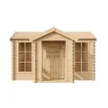 Produktbild: Timbela Kinderspielhaus aus Holz - Spielhaus im Freien für Kinder - B241xT178xH151 cm/2.63m2 Gartenspielhaus mit Veranda - Garten-Sommerhaus für Kinder M520
