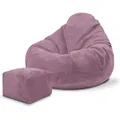 Produktbild: Dreamroots Bean Bag 70x70x70 cm Sitzsack Kinder mit Lehne und Hocker und Bezug Sitzkissen Boden Chill Sack Sitzsack mit Füllung, Plum Smoothie