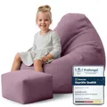 Produktbild: DreamRoots Sitzsack Erwachsene Cord oder Kinder - Bean Bag Sofa - Sitzsack Cord mit Hocker und Bezug - Sitzsäcke mit Füllung 70x70x70 cm Plum Smoothie