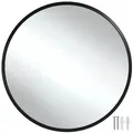 Produktbild: tectake Runder, Schwarz, Glas, Rund, 70x2.5x70 cm, Spiegel, Wandspiegel