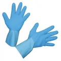 Produktbild: Kerbl Latexhandschuh FleTex blau gerauht Größe 10 Handschuhe 297258