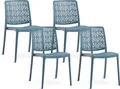 Produktbild: 4er-Set stapelbare Stühle aus Polypropylen mit Glasfasern für Garten oder Innenbereich, wasserabweisend und widerstandsfähig - YARA - Petrol