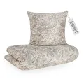 Produktbild: Esprit Satin Bettwäsche 155x220 Baumwolle grau - Boho Paisley Bettbezug + Kopfkissenbezug 80x80cm - Luxus Bettwäsche Set 2 teilig in Hotelqualität mit Reißverschluss - Duvet Cover Herbst Öko-Tex