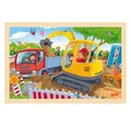 Produktbild: goki Rahmenpuzzle Einlegepuzzle Bagger, 24 Puzzleteile, große kindgerechte Holzpuzzleteile