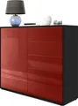Produktbild: Vladon Sideboard Ben V2, Germany, Kommode mit 1 Tür und 5 Schubladen, Schwarz matt/Bordeaux Hochglanz (79 x 74 x 36 cm)