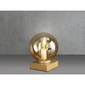 Produktbild: Meinewunschleuchte - Kleine Led Tischleuchte Messing Sockel - Glaskugel Amber, Höhe 17,5cm