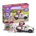 Produktbild: schleich HORSE CLUB | Mobile Tierärztin mit Anhänger 42704 | Set aus Pick-up & Anhänger, 1 Pferd, bewegliche Figur & Zubehör | tolles Geschenk für Mädchen und Jungen | Spielzeug ab 5 Jahren | 90 Teile