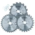 Produktbild: 3 Stück 150 mm Kreissägeblätter TCT 16/24/30 TPI und Reduzieradapter, Ringe TE866