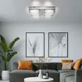 Produktbild: Deckenleuchte Deckenlampe Wohnzimmerleuchte, 4-flammig, Modern, Metall Glas, chrom, 4x led 3,2 Watt 360 Lumen 3500 Kelvin warmweiß, LxBxH 28x28x6,5 cm