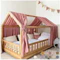 Produktbild: lilimaus Betthimmel Hausbetthimmel Baumwoll Musselin Betthimmel Kinder Hausbett 2er Set, Stilvolle Musselin-Deko für Kinderzimmer, ideal als Geschenkidee rosa 67 cm x 320 cm