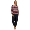 Produktbild: Normann Pyjama Damen Schlafanzug langarm im Norwegerlook aus Coralfleece rot 40/42