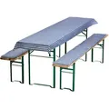 Produktbild: NYVI Bierbankauflagen Set 130x70 cm Blau Kariert - 1x Tischdecke für 110x50 cm Biertische & 2x Gepolsterte Auflage für 110x25 cm Bierbänke