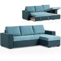 Produktbild: Ecksofa - lagoon-teal - Cord - mit Liegefunktion und Staukasten