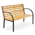 Produktbild: Juskys 2-Sitzer Gartenbank Modena mit Rücken- & Armlehnen, Bank wetterfest aus Holz & Stahl, 120x62x82 cm, Sitzbank klassisch für Garten, Balkon, Terrasse