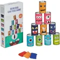 Produktbild: Relaxdays - Dosenwerfen Monster, Büchsenwerfen für Kindergeburtstage, 10 Blechdosen & 3 Wurfsäcke, Wurfspiel Garten, bunt