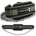 Produktbild: Gymreapers Dip-Gürtel mit Kette für Gewichtheben, Klimmzüge, Dips – strapazierfähige Stahlkette für zusätzliches Krafttraining (Ranger Green)