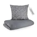 Produktbild: Esprit Flanell Bettwäsche 155x220 Baumwolle Grau - Luxus Bettwäsche-Set 2teilig Öko - kuschelig warm & flauschig - 155 x 220-1 Bettwäschebezug und 1 Kopfkissenbezug 80x80cm - Herbst & Winter
